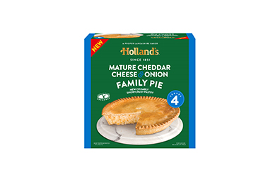 Mature Cheddar Cheese & Onion Family pie.